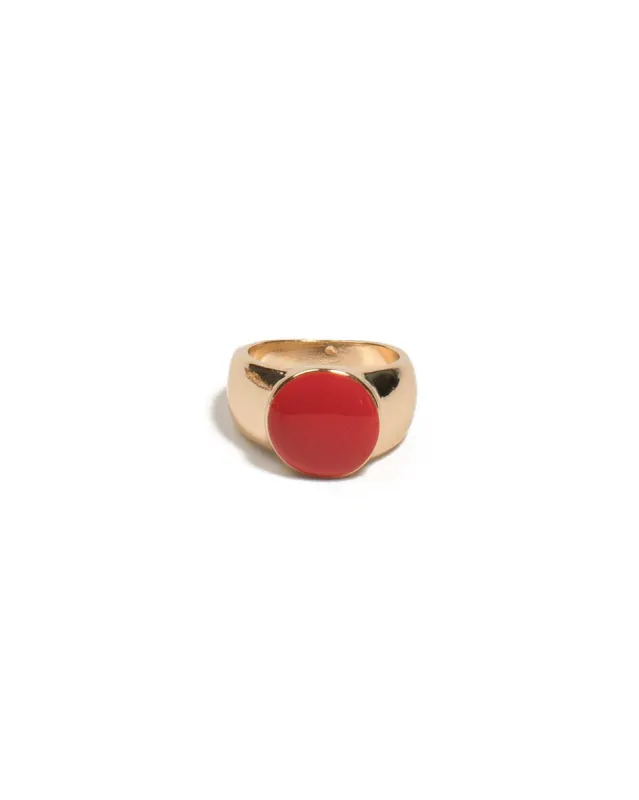 Red Gold Tone Enamel Signet Ring - Small sold by Collete Hayman