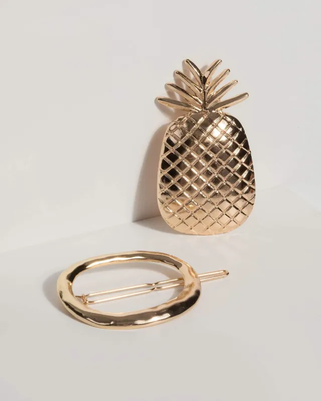 Gold Pineapple Hair Clip sold by Collete Hayman