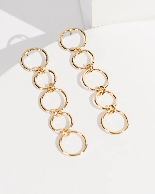 Gold Circles Chain Drop Earrings sold by Collete Hayman