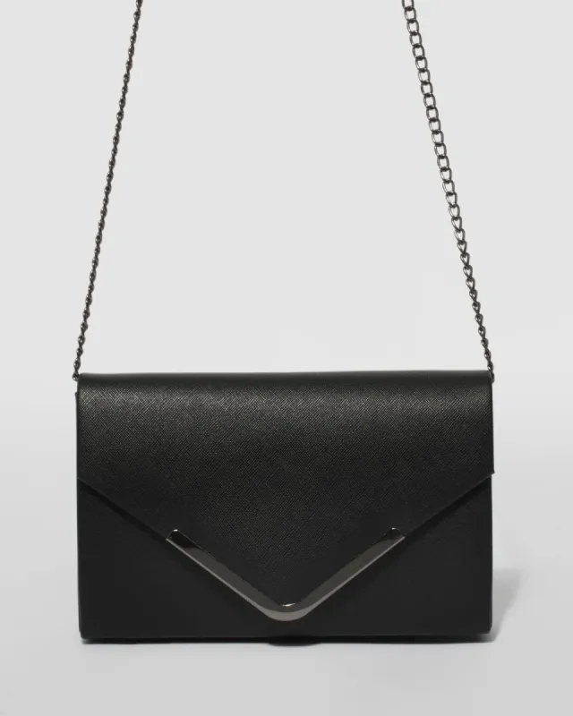 Black Lila Envelope Clutch Bag sold by Collete Hayman