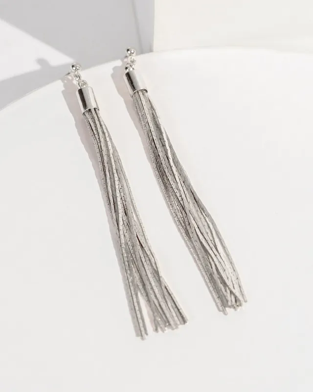 Silver Fine Tassel Drop Earrings sold by Collete Hayman