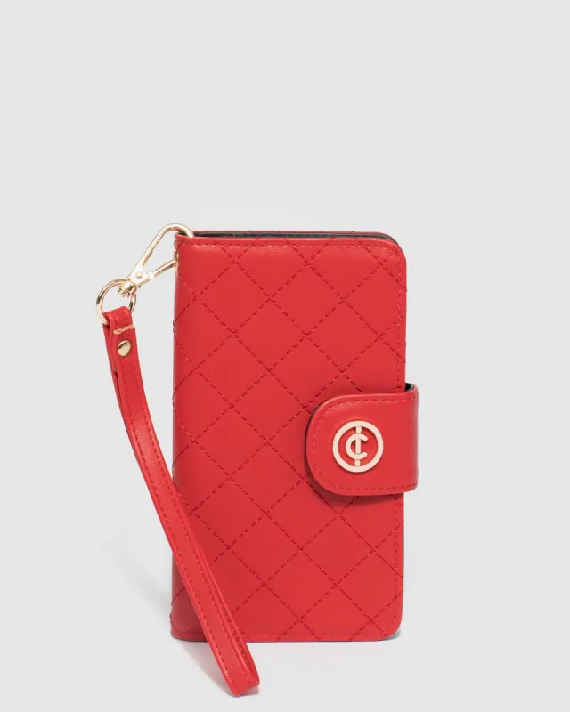 Red Iphone 13 Pro Quilt Case made by Collete Hayman