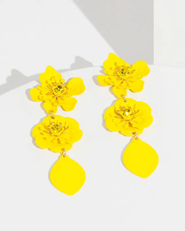 Yellow Floral Drop Earrings sold by Collete Hayman