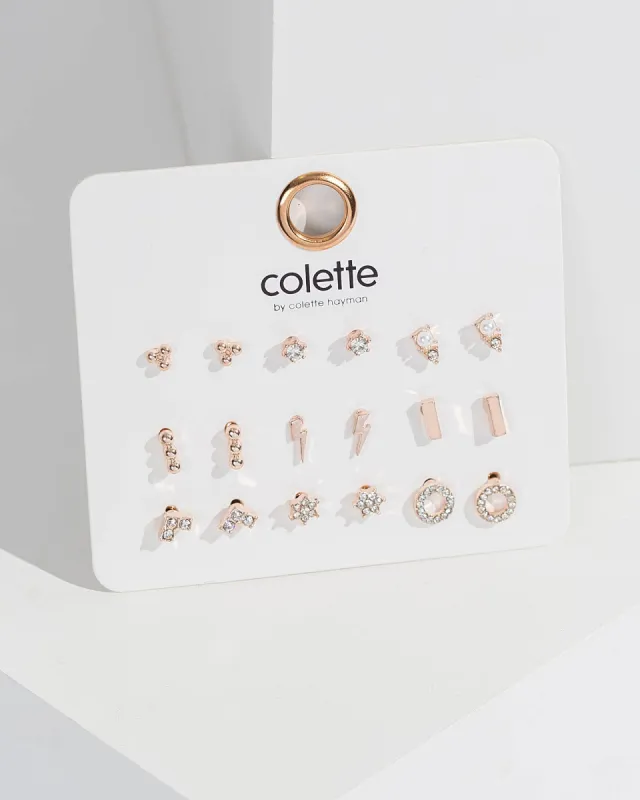 Rose Gold Mixed Shape Stud Earring Pack sold by Collete Hayman