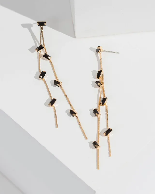 Black Crystal Chain Tassel Earrings sold by Collete Hayman