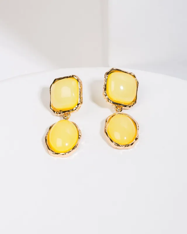 Yellow Double Stone Statement Earrings sold by Collete Hayman