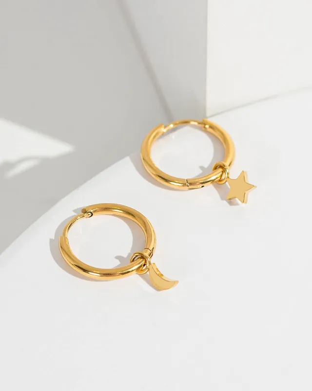 Crescent Star Hoop Earrings sold by Collete Hayman