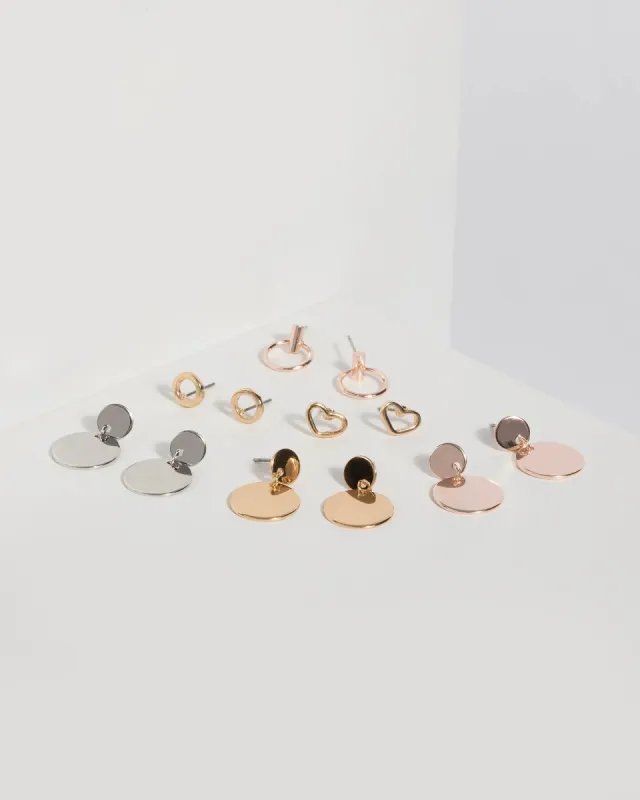 Mixed Metal Disc and Stud Multi Earrings sold by Collete Hayman