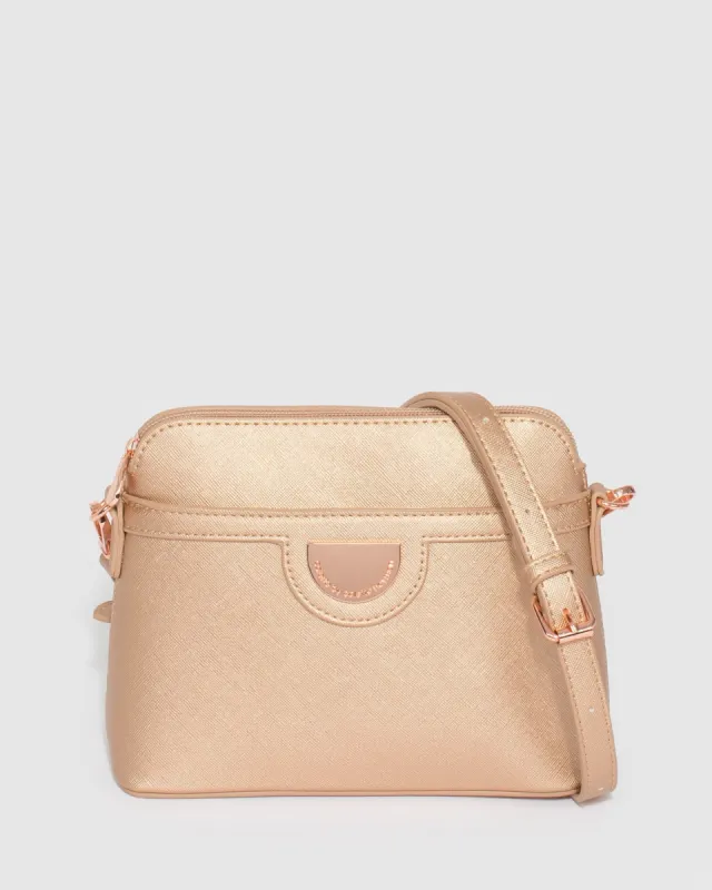 Rose Gold Karen Plate Crossbody Bag made by Collete Hayman