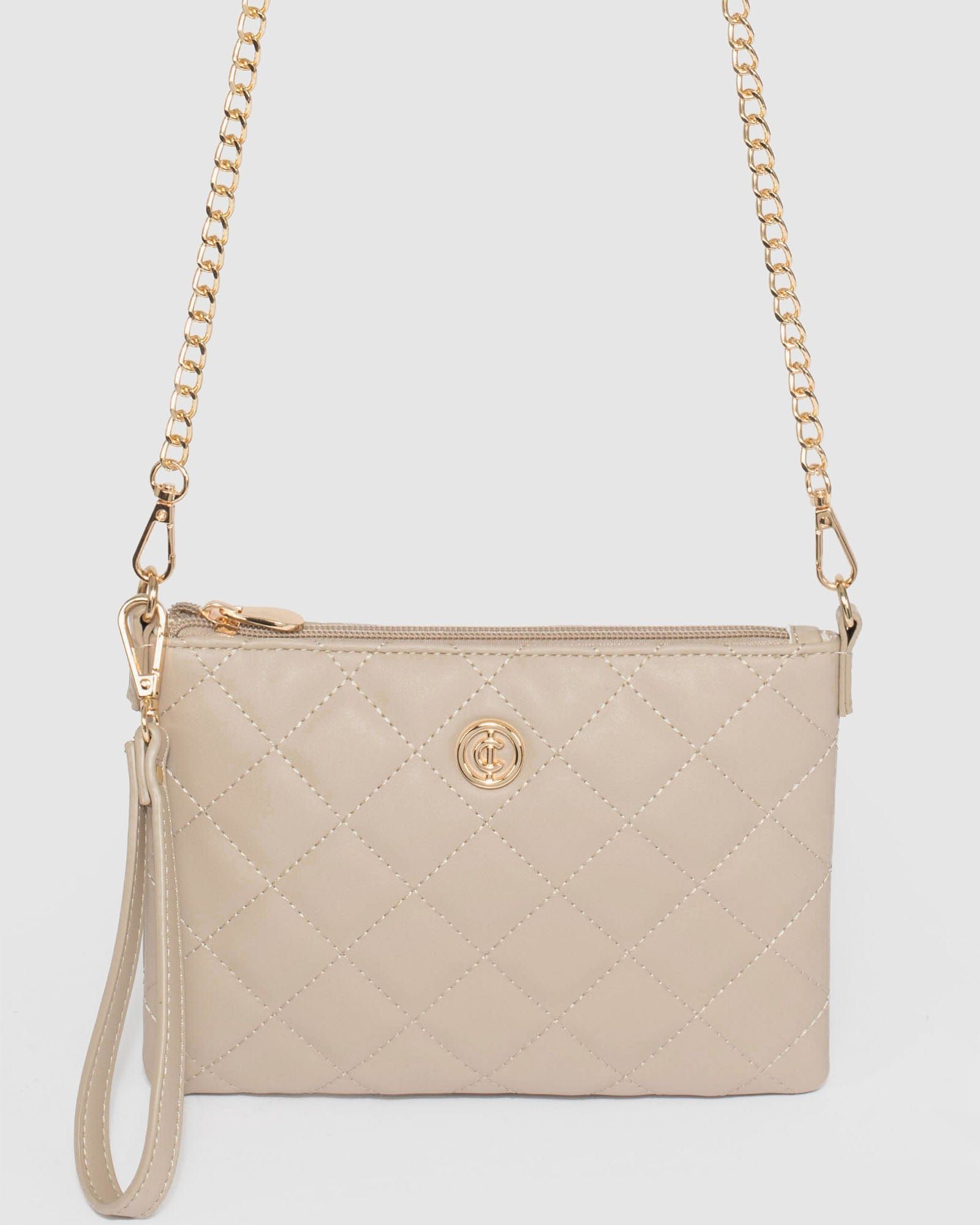 Peta Quilt Taupe Crossbody Bag sold by Collete Hayman