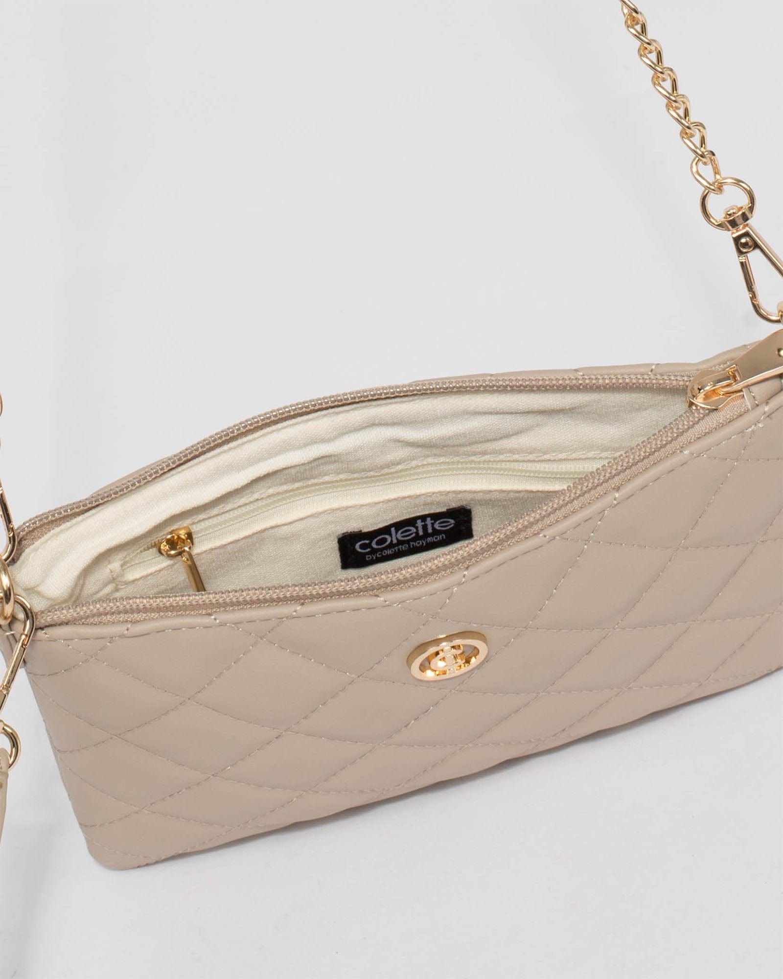 Peta Quilt Taupe Crossbody Bag sold by Collete Hayman product image thumbnail 6