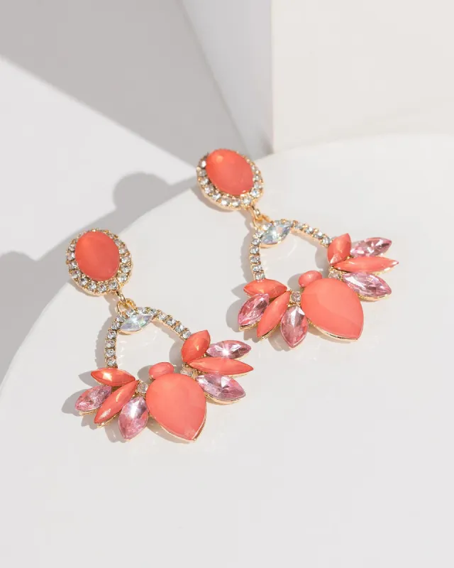 Orange Crystal Cluster Drop Earrings sold by Collete Hayman