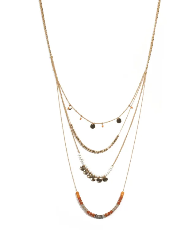Multi Colour Gold Tone Beaded Layered Necklace sold by Collete Hayman