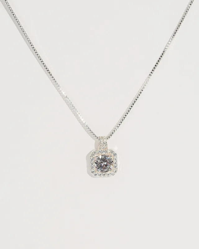 Silver Cubic Zirconia Square Pendant Necklace sold by Collete Hayman
