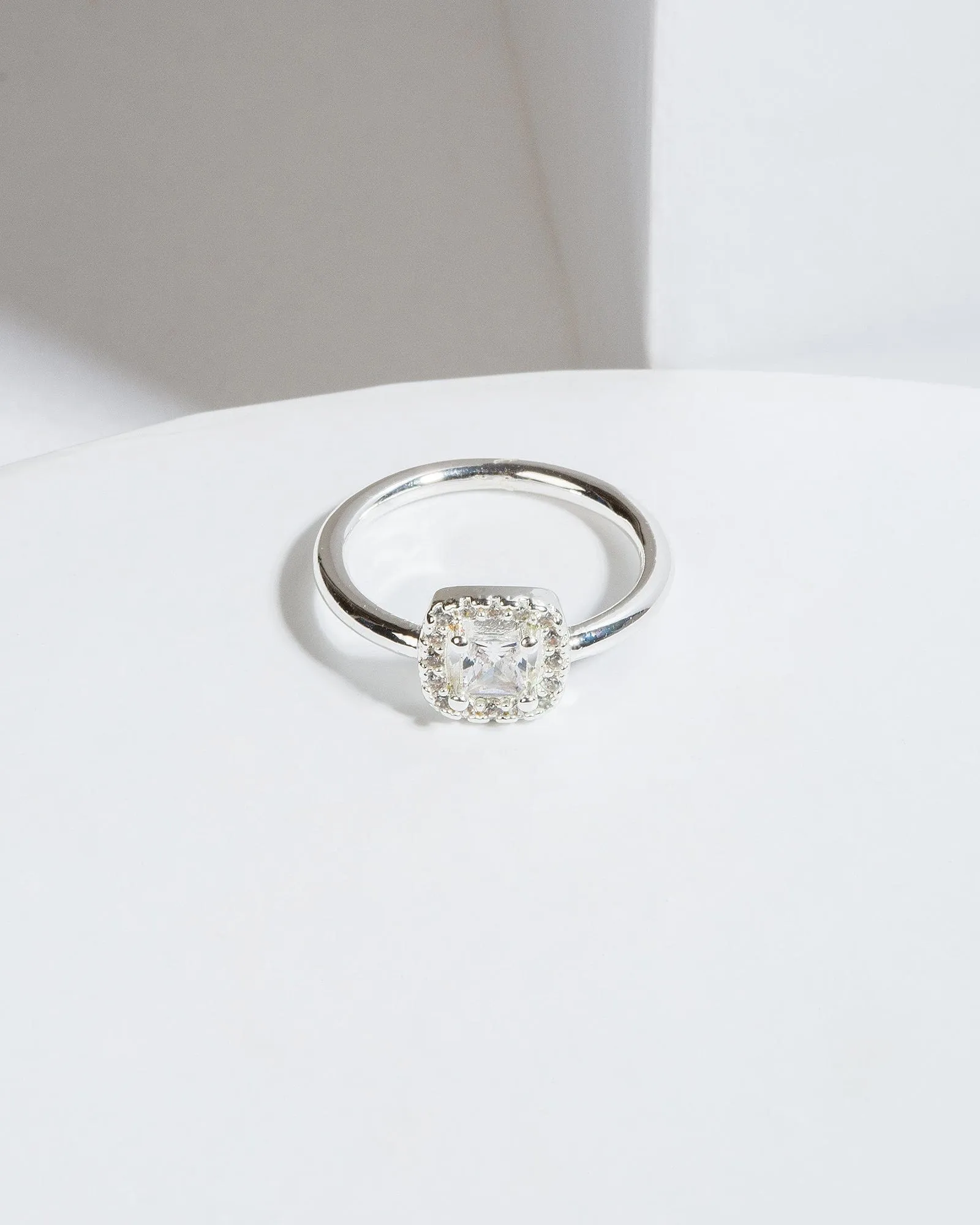 Silver Cubic Zirconia Square Crystal Ring sold by Collete Hayman