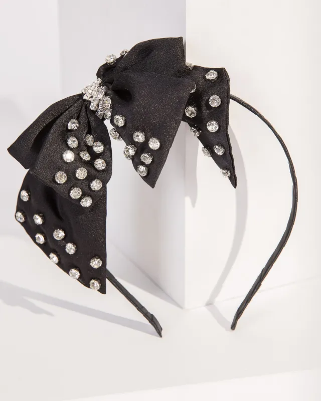 Black Crystal Bow Thin Headband sold by Collete Hayman