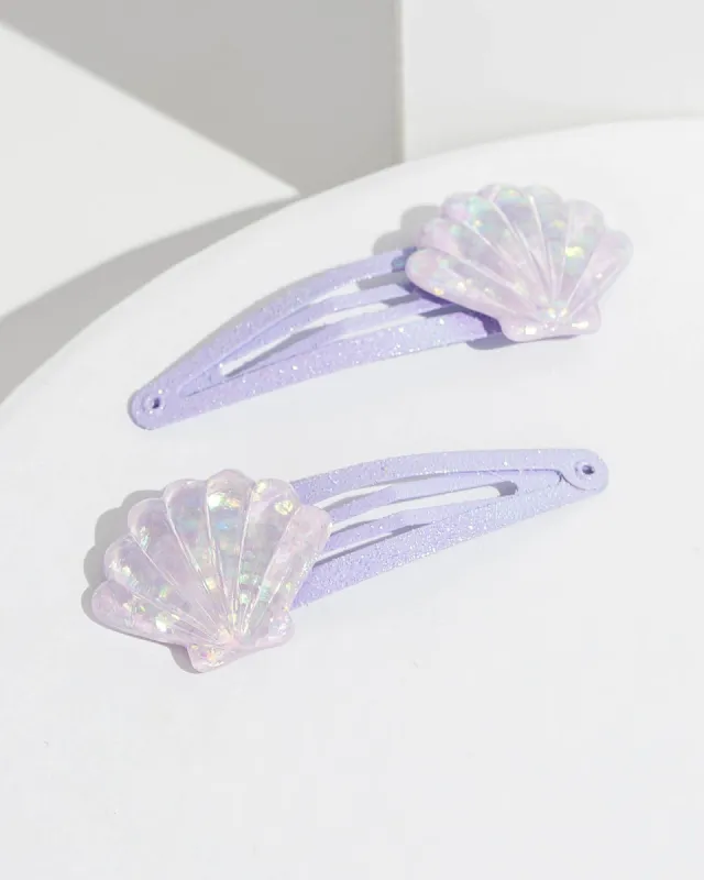 Purple Glitter Shell Hair Clip Pack sold by Collete Hayman