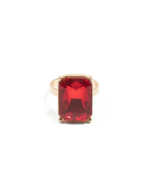 Octagon Red Stone Cocktail Ring - Medium sold by Collete Hayman