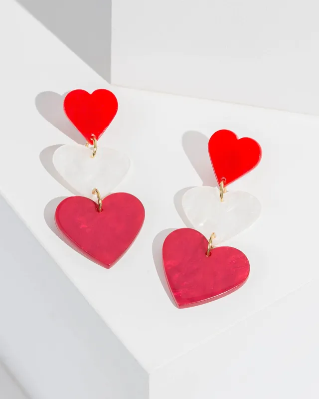 Gold Triple Drop Flat Love Heart Earrings sold by Collete Hayman