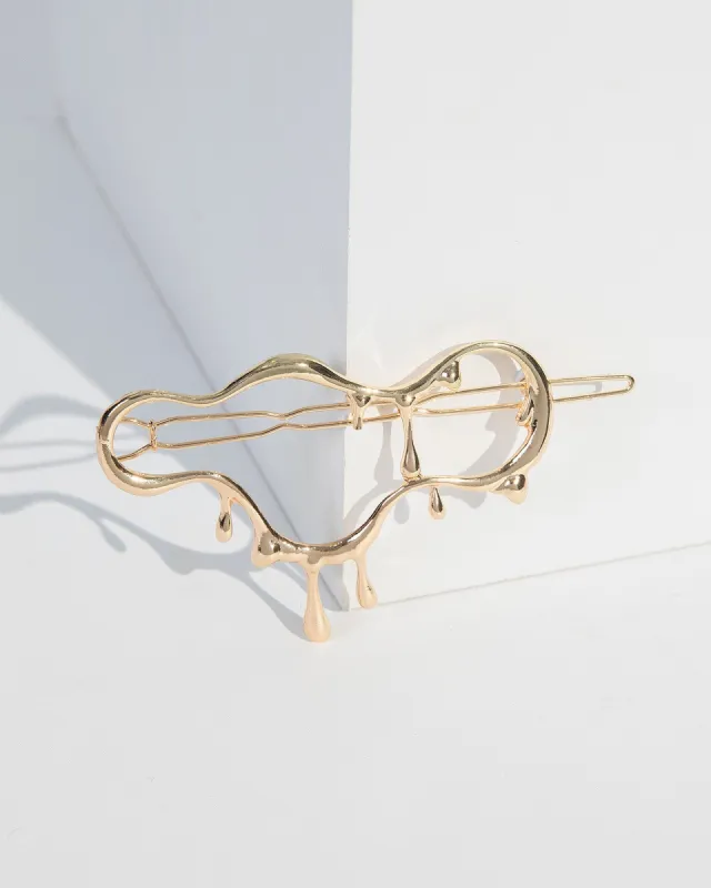 Gold Cool Metal Drip Hair Clip made by Collete Hayman