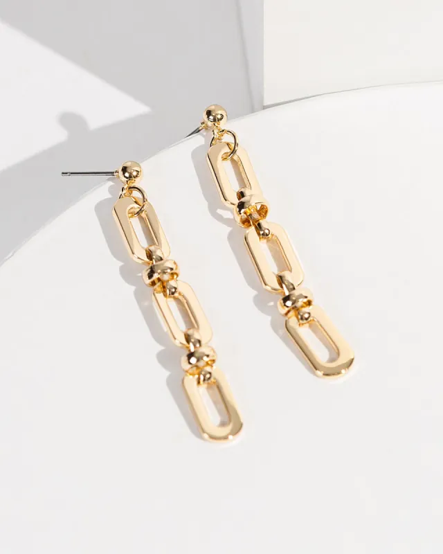 Gold Triple Rectangle Chain Drop Earrings sold by Collete Hayman