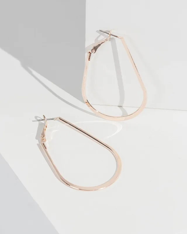 Rose Gold Teardrop Outline Hoop Earrings sold by Collete Hayman
