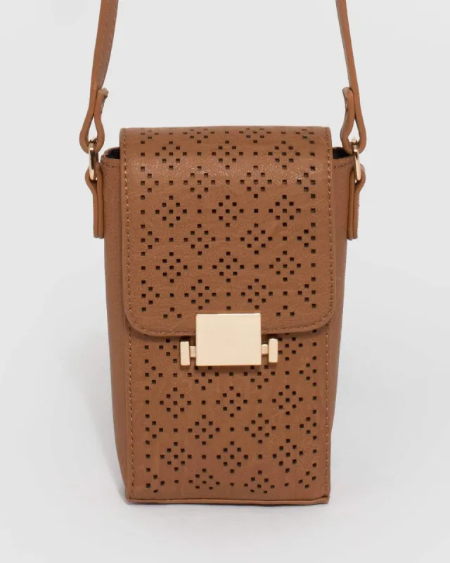 Tan Abby Mobile Cross Body Bag sold by Collete Hayman
