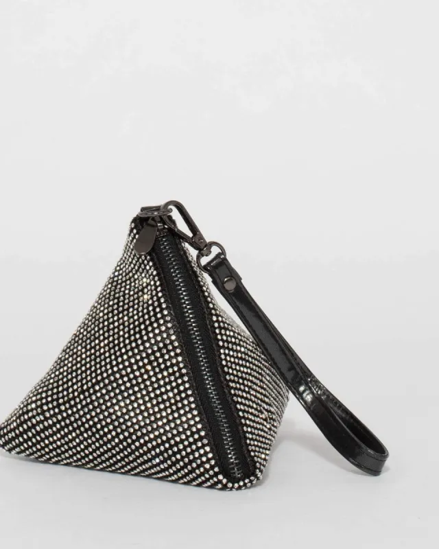 Black Crystal Triangle Drop Clutch Bag sold by Collete Hayman