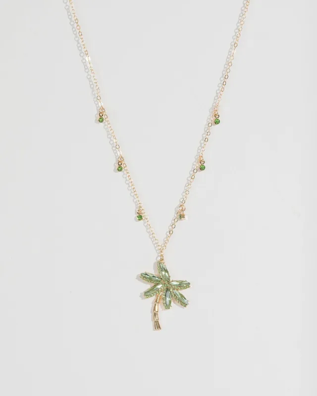 Green Crystal Palm Tree Necklace made by Collete Hayman