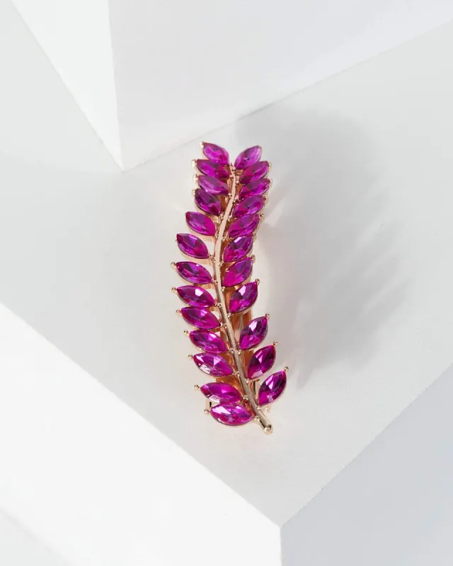 Pink Crystal Leaf Detail Hair Clip sold by Collete Hayman