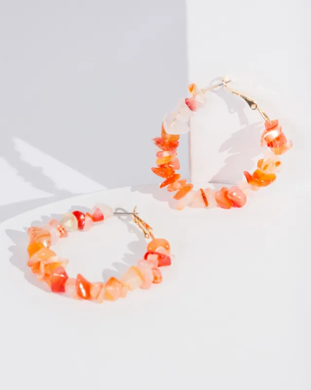 Orange Stone Hoop Earrings sold by Collete Hayman