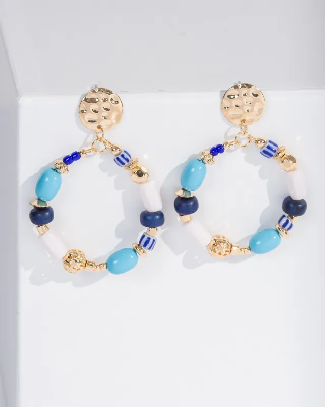 Blue Beaded Oval Drop Earrings sold by Collete Hayman