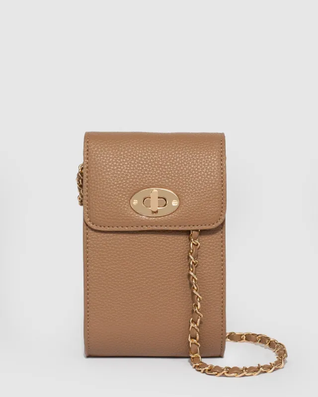 Caramel Koni Chain Phone Bag sold by Collete Hayman