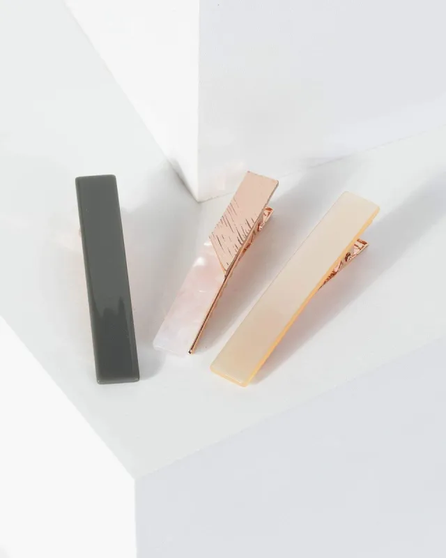Multi Colour 3 Pack Acrylic And Metal Hair Slides sold by Collete Hayman