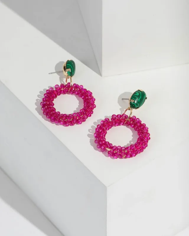 Multi Colour Beaded Loop Drop Earrings sold by Collete Hayman