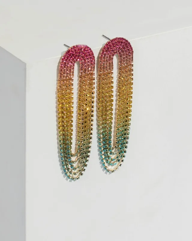 Multi Colour Ombre Oval Tassel Earrings sold by Collete Hayman