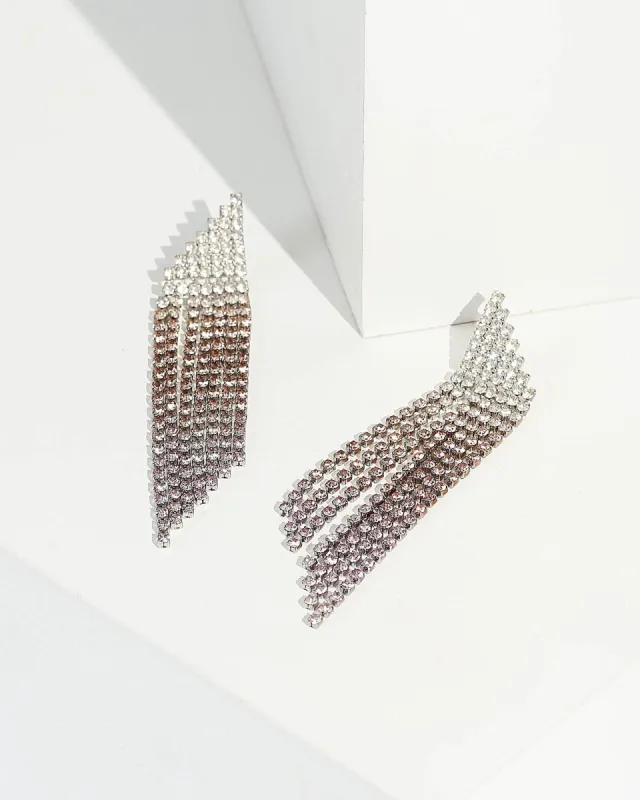 Silver Ombre Rhinestone Tassel Earrings sold by Collete Hayman