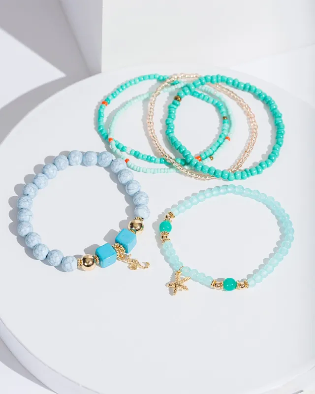 Blue Beaded Cluster Bracelet Pack sold by Collete Hayman