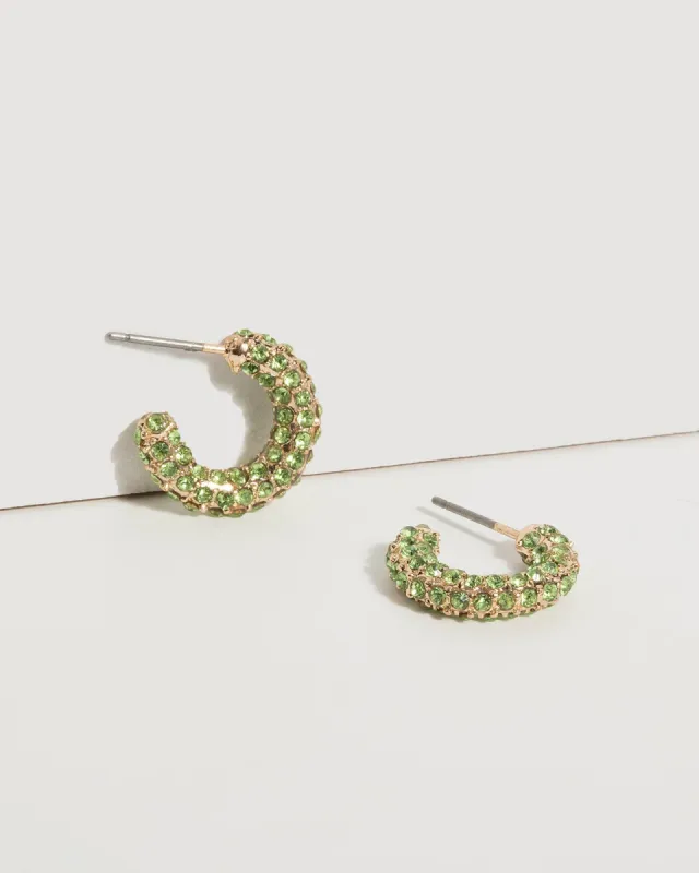 Green Mini Crystal Hoop Earrings sold by Collete Hayman