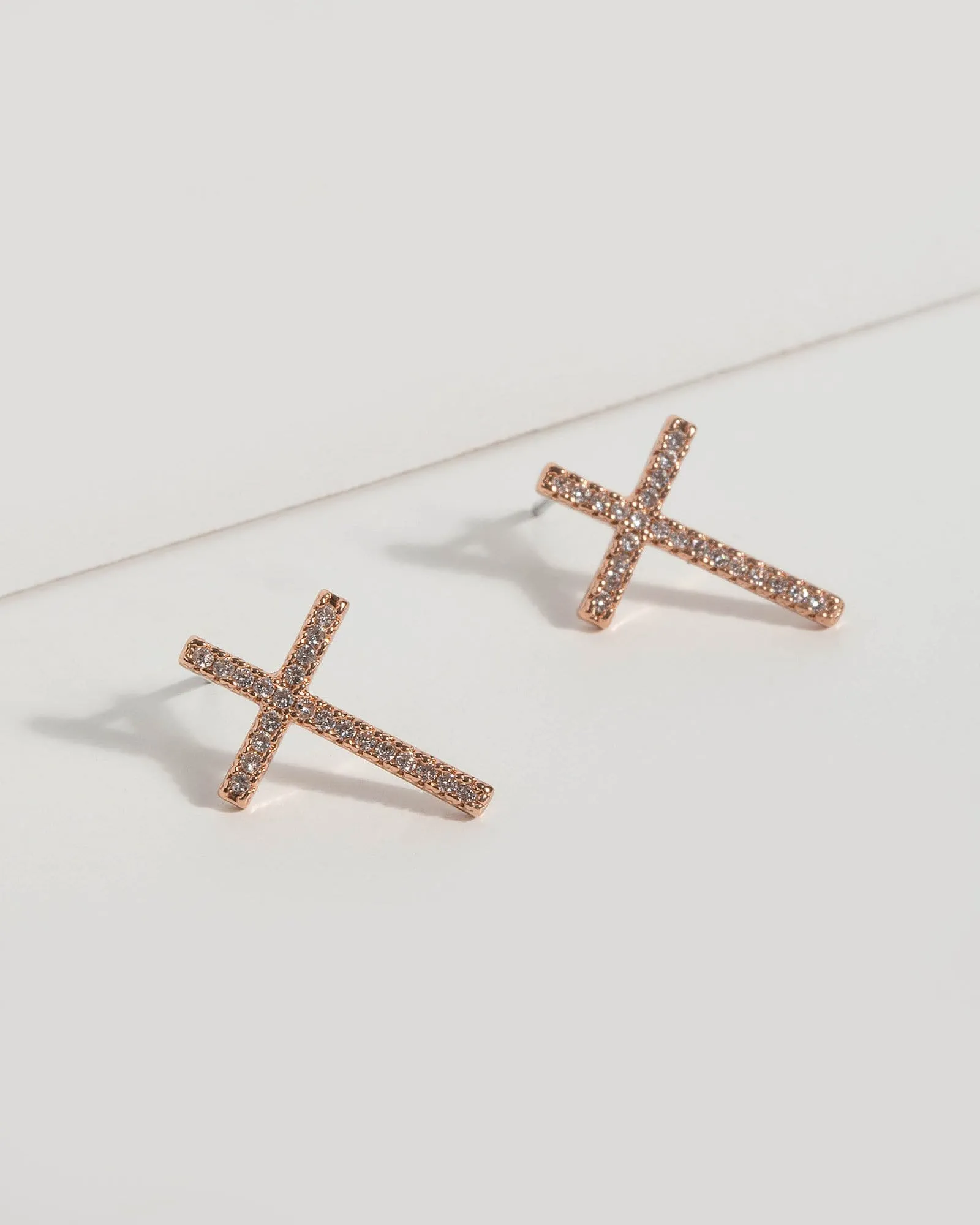 Rose Gold Diamante Cross Earrings sold by Collete Hayman