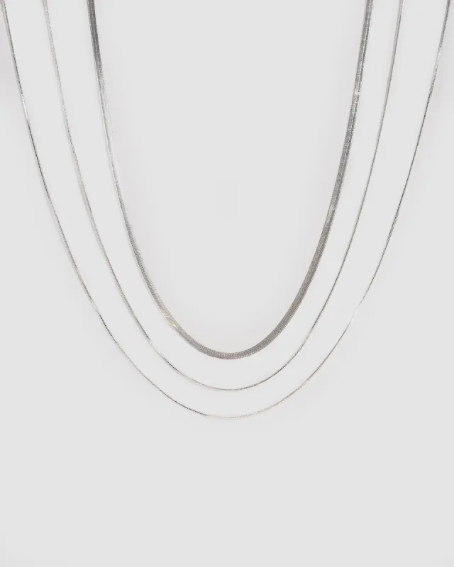 Silver Triple Row Snake Chain Necklace sold by Collete Hayman