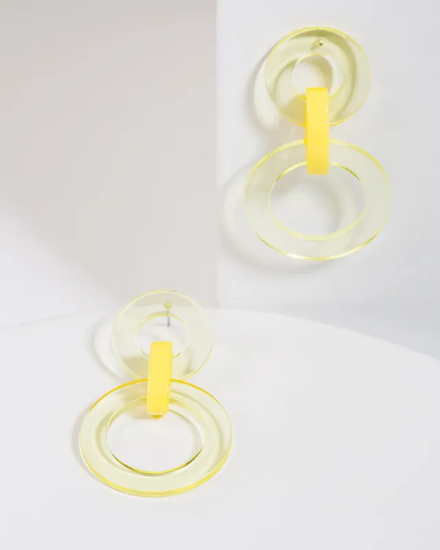 Yellow Beaded Circles Statement Earrings sold by Collete Hayman