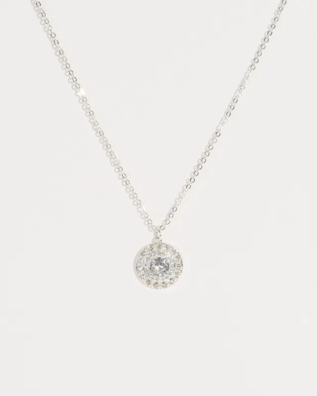 Silver Cubic Zirconia Pave Framed Necklace sold by Collete Hayman