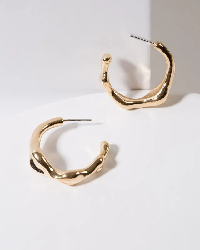 Gold Abstract Chunky Hoop Earrings sold by Collete Hayman