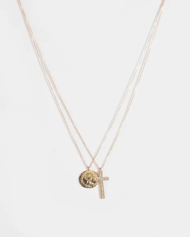 Gold Diamante Cross Coin Necklace sold by Collete Hayman