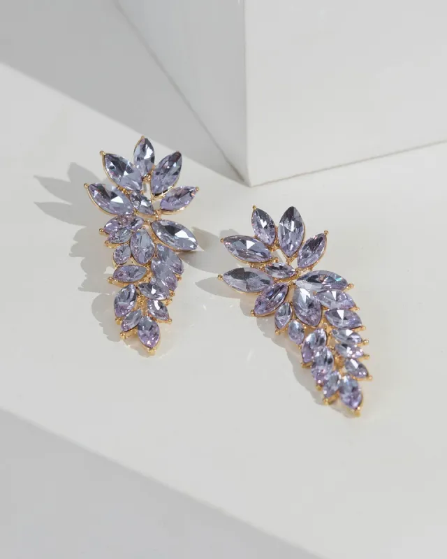 Purple  Crystal Drop Detail Earrings sold by Collete Hayman