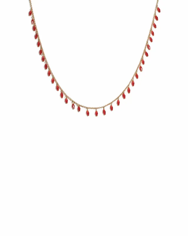 Red Gold Tone Beaded Drop Chain Necklace sold by Collete Hayman
