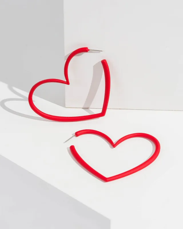 Red Open Love Heart Hoop Earrings sold by Collete Hayman
