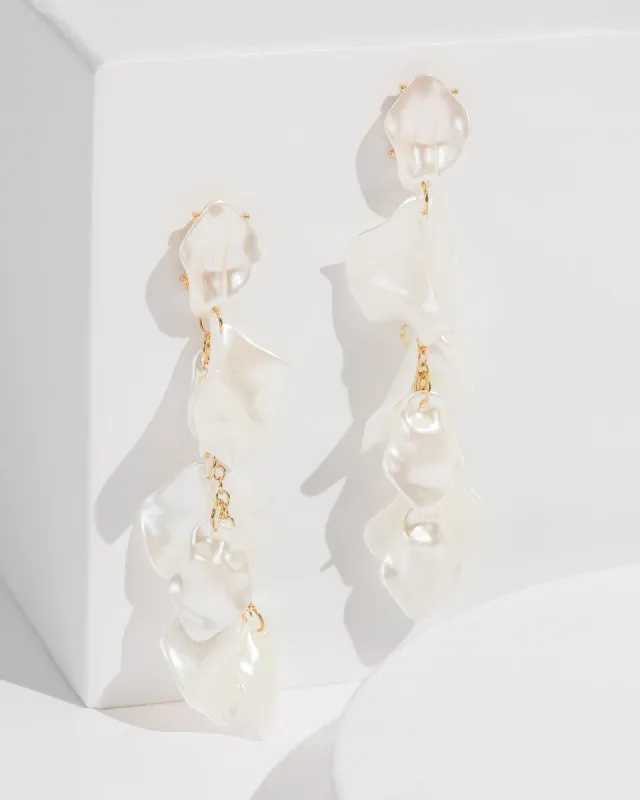White Flower Petals Drop Earrings sold by Collete Hayman