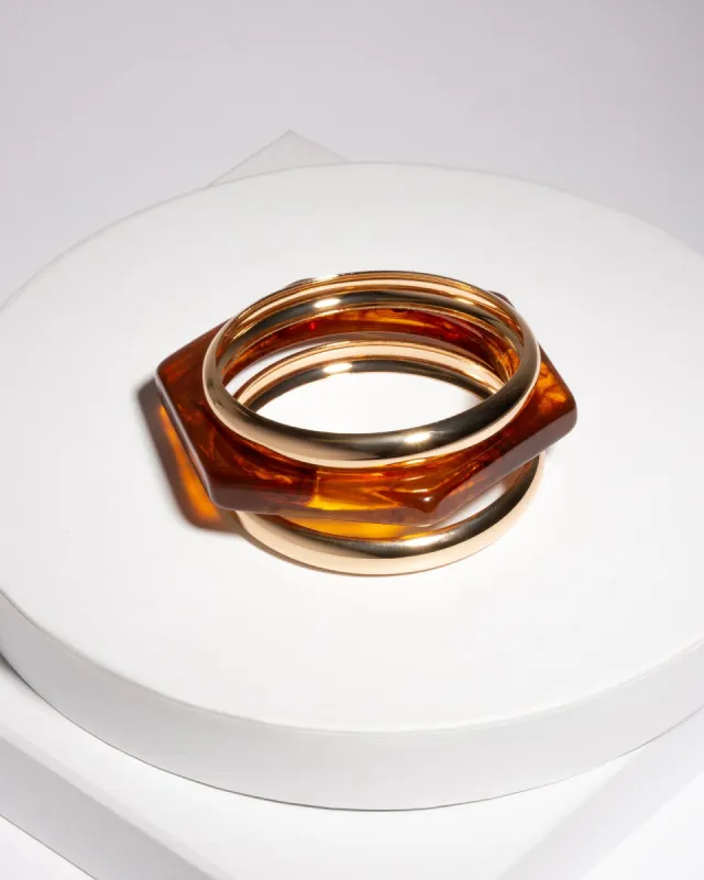 Brown Chunky Acrylic Bracelet Pack sold by Collete Hayman